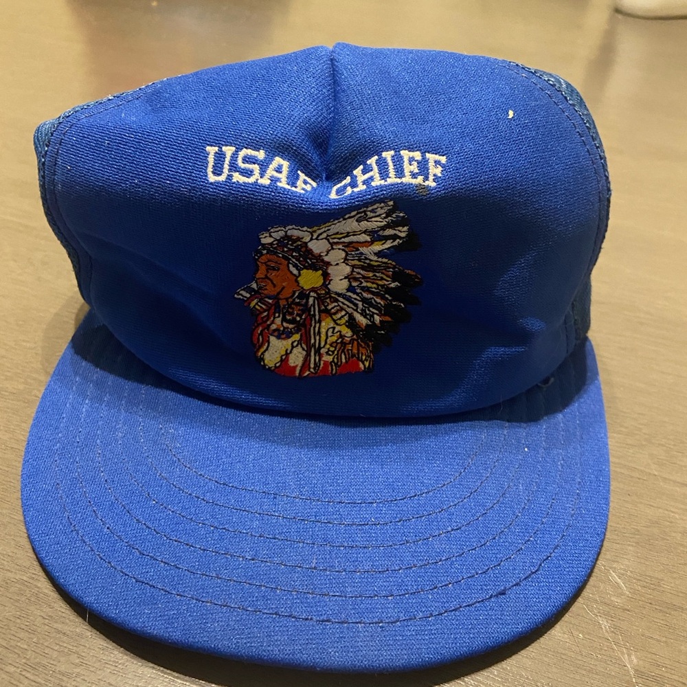 Vintage USAF Blue Cheifs Trucker Snapback